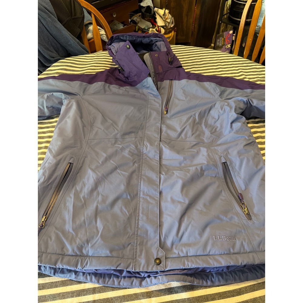 LL Bean Wildcat Ski Jacket Womens 1X Purple Blue Insulated Hooded Winter Coat